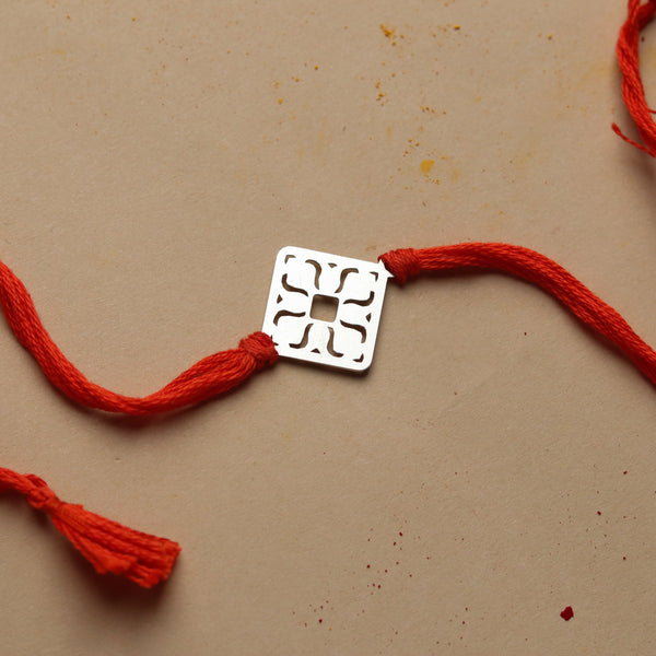Silver Laser Cut Diamond Filigree Rakhi