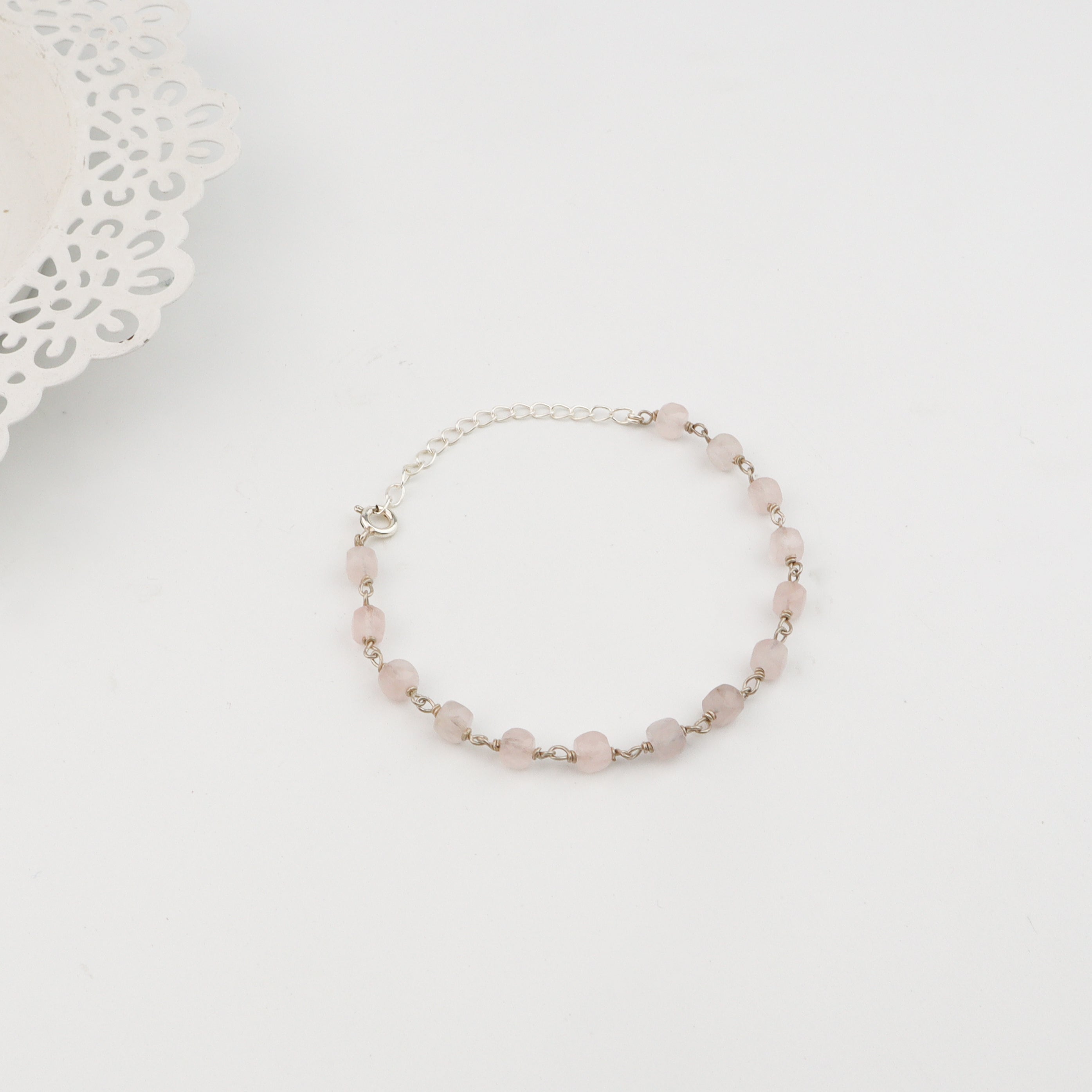 Silver Rose Cord Ganthan Bracelet