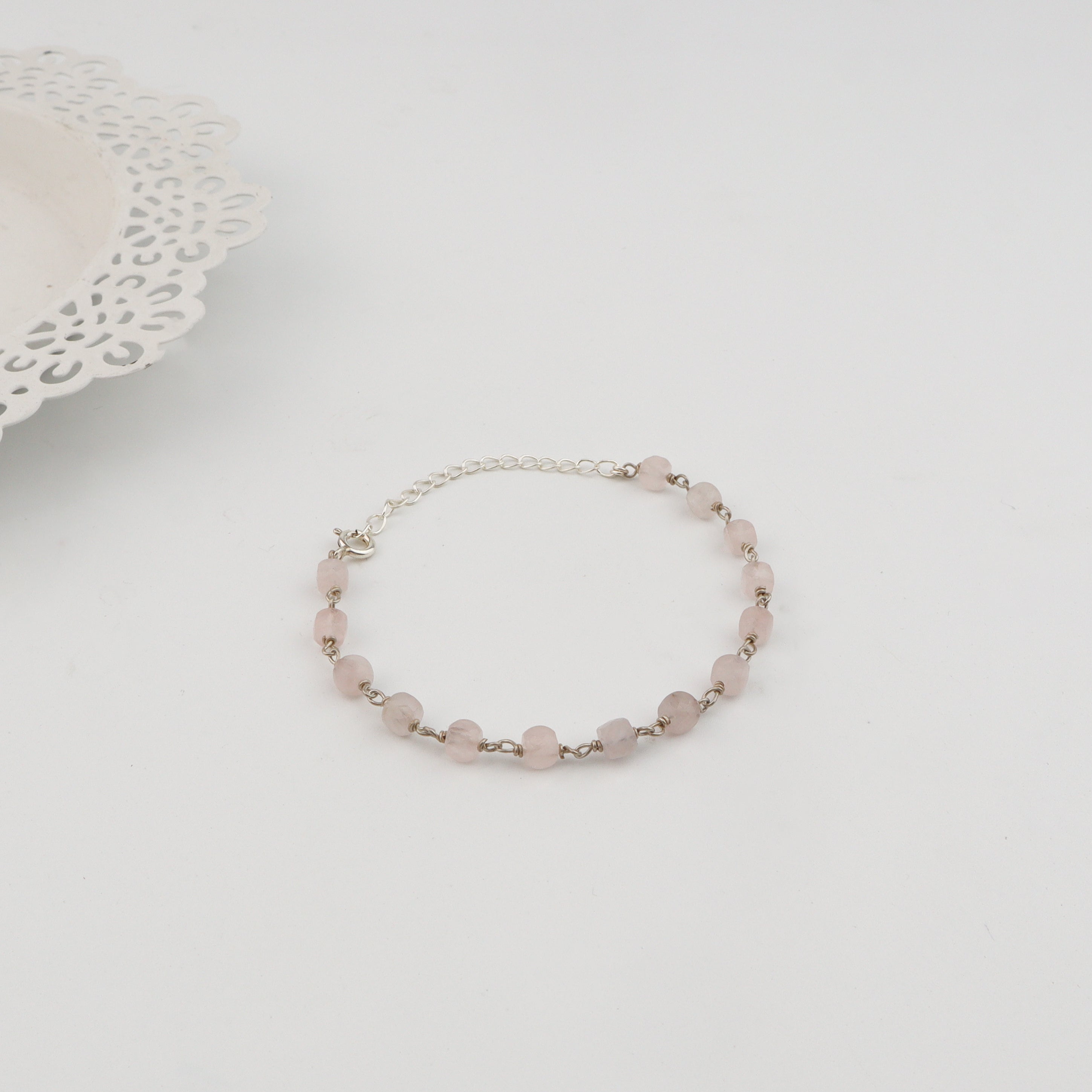 Silver Rose Cord Ganthan Bracelet