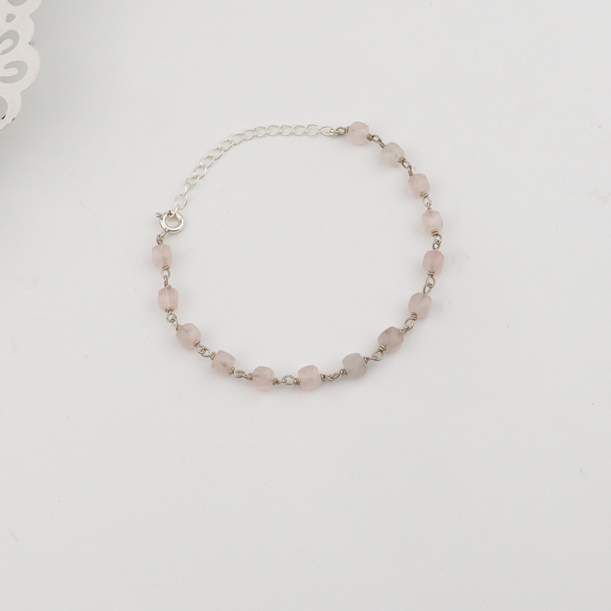 Silver Rose Cord Ganthan Bracelet