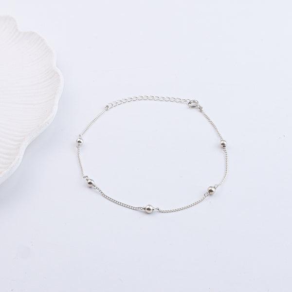 Silver Bead Chain Anklet (Project Handmade)