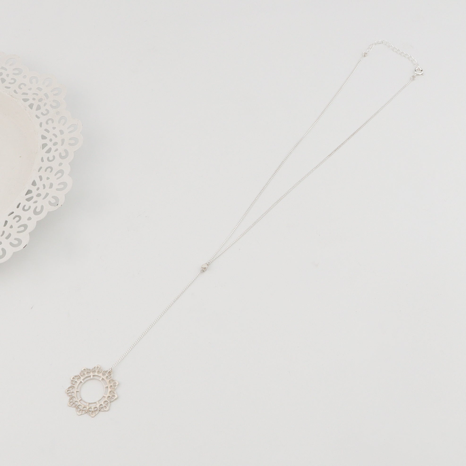 Silver Abstract Filigree Pendant Y Necklace