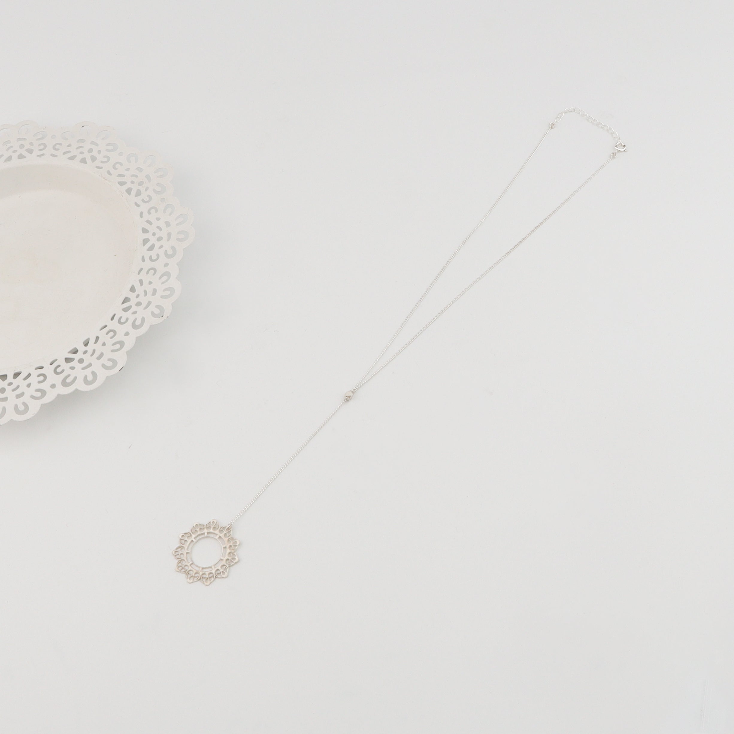Silver Abstract Filigree Pendant Y Necklace