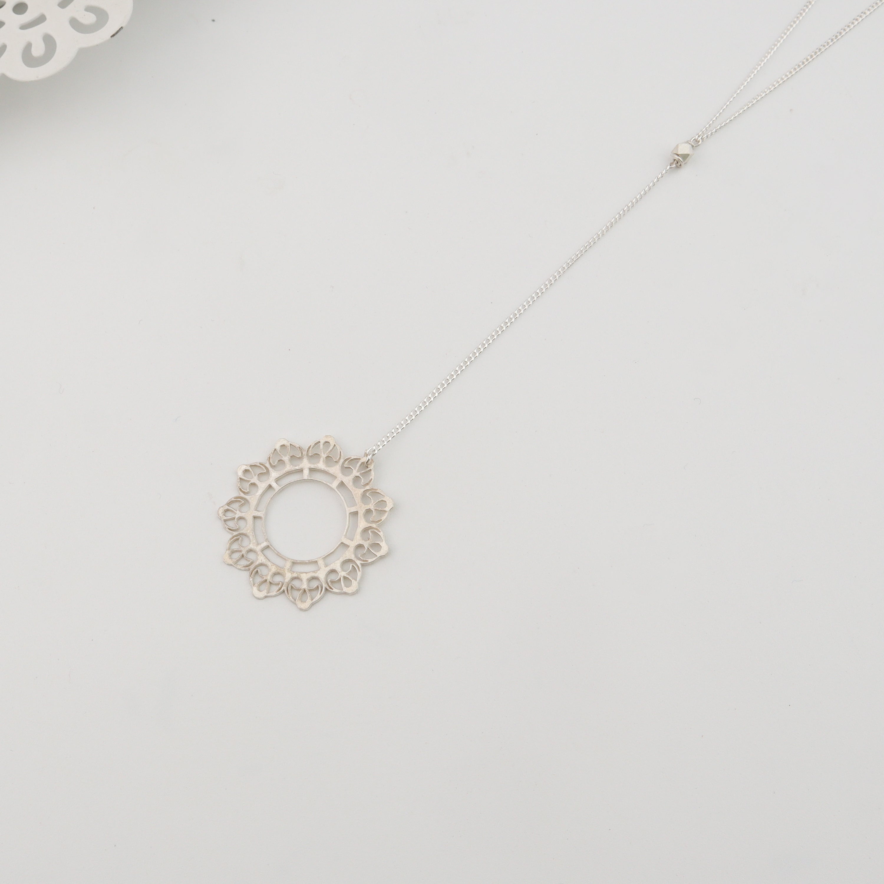 Silver Abstract Filigree Pendant Y Necklace