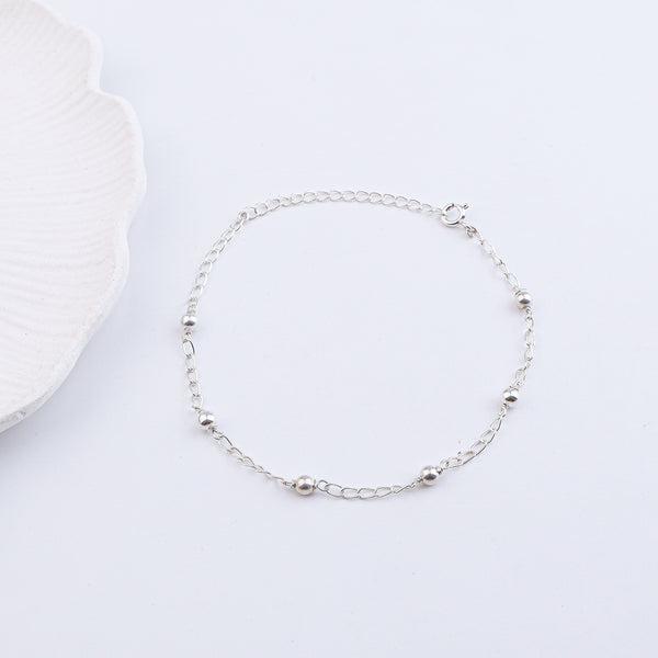 Silver Bead Chain Anklet (Project Handmade)
