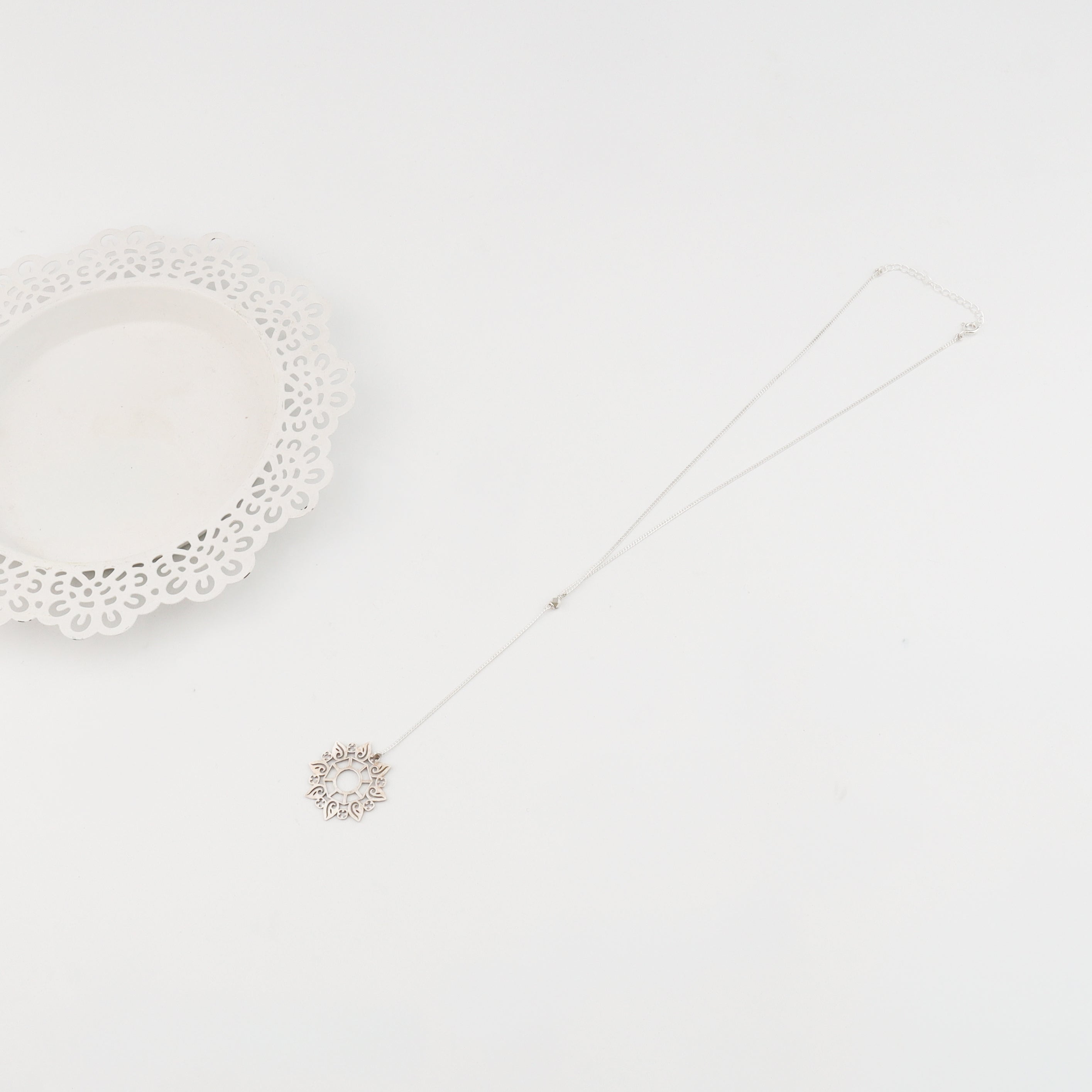 Silver Rosebud Pendant Y Necklace