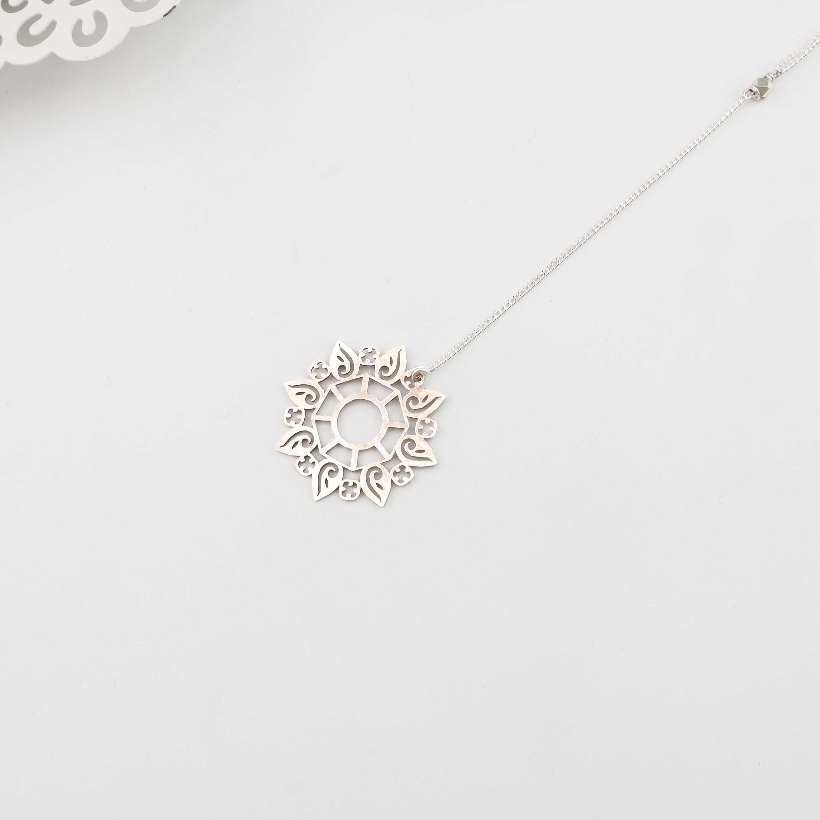 Silver Rosebud Pendant Y Necklace