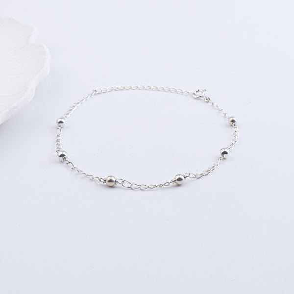Silver Bead Chain Anklet (Project Handmade)