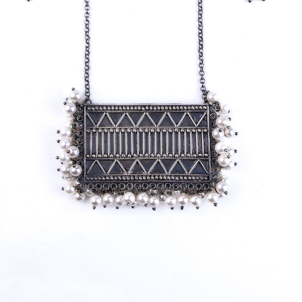 Silver nakshi set with pearls (big)