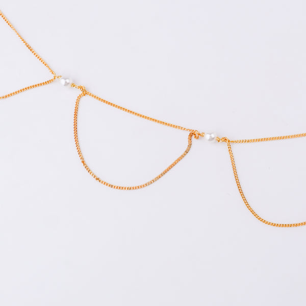 Waist Chain / Kamar Bandh with Pearl (Jhalar) | 22K Gold-Plated