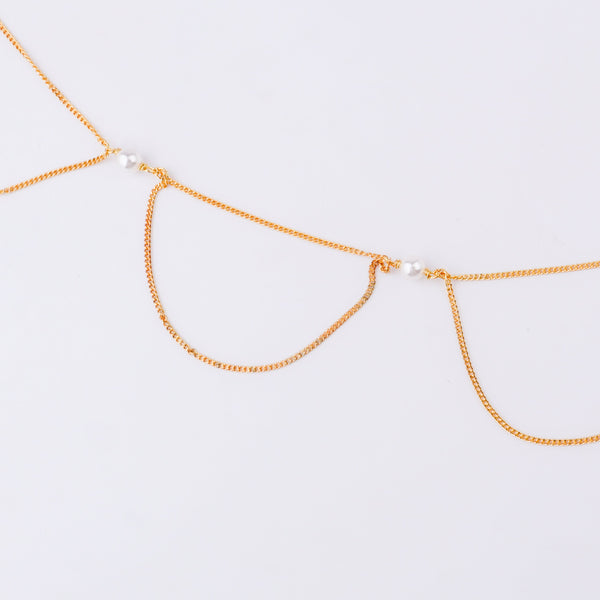 Gold waist chain with pearl embellishments for traditional jewelry