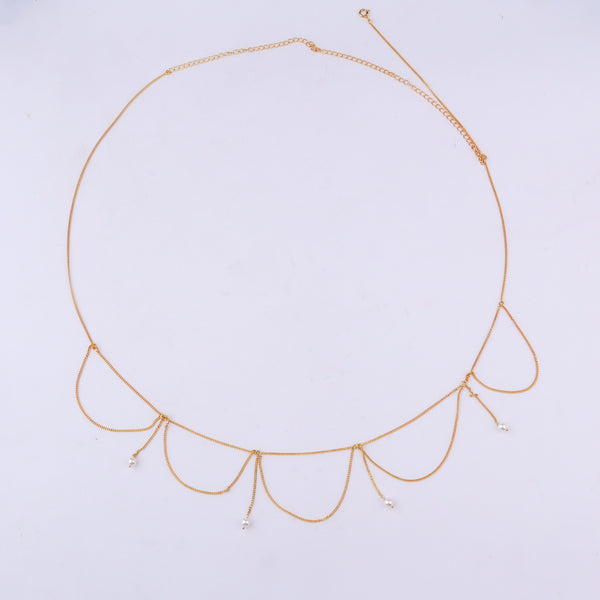 Waist Chain / Kamar Bandh with Pearl (Jhalar) | 22K Gold-Plated