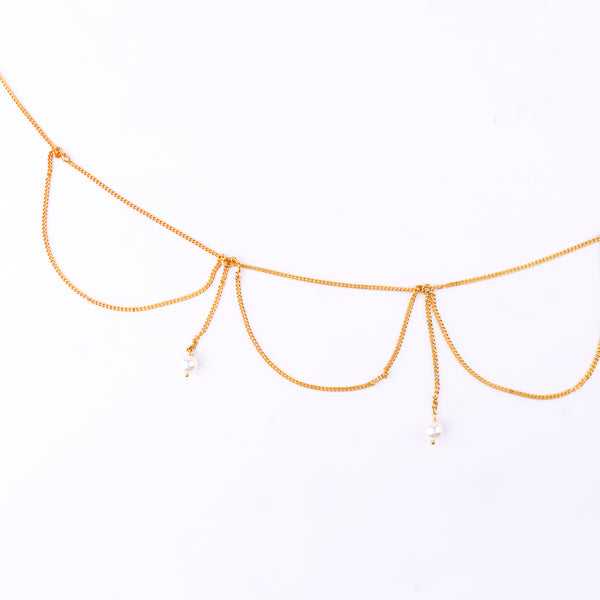 Waist Chain / Kamar Bandh with Pearl (Jhalar) | 22K Gold-Plated