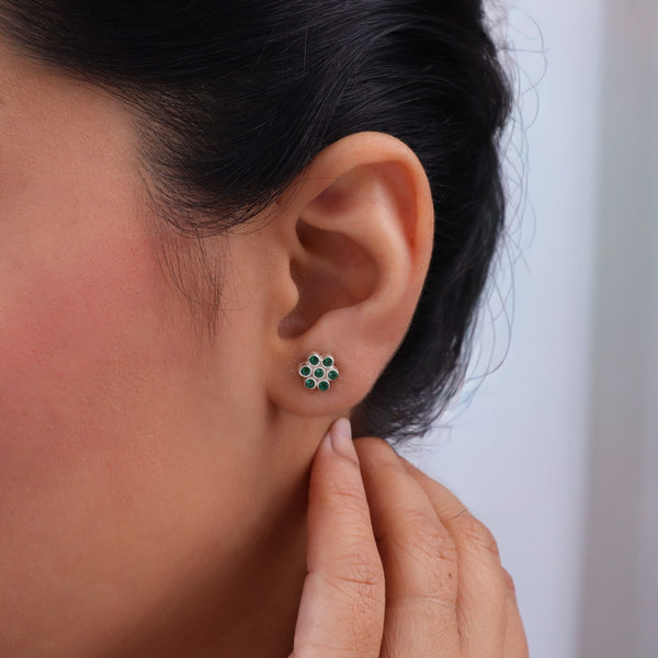 Silver Zircon Green Kudi (Setting) | CZ | 92.5 Silver