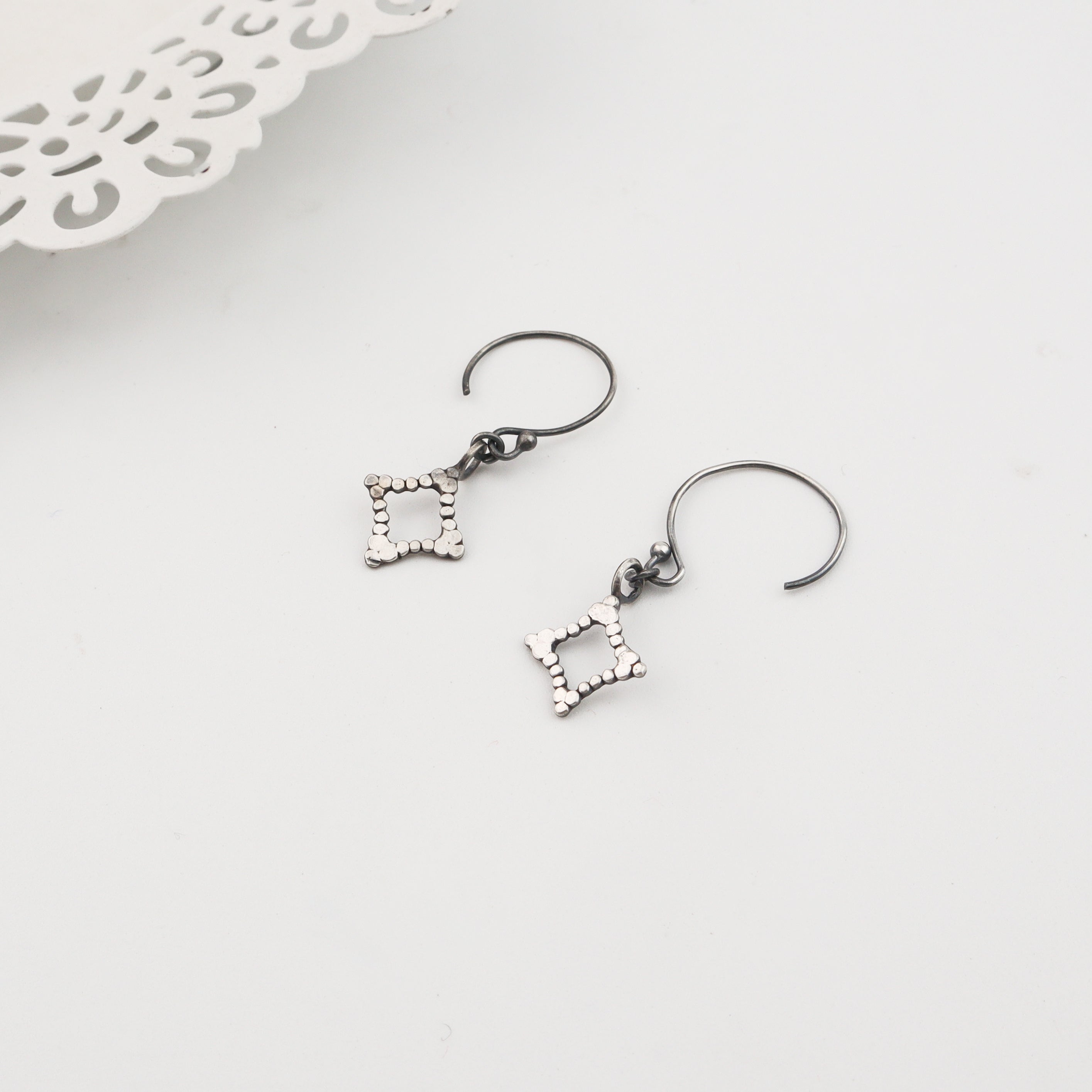Silver Square Dangler Earring