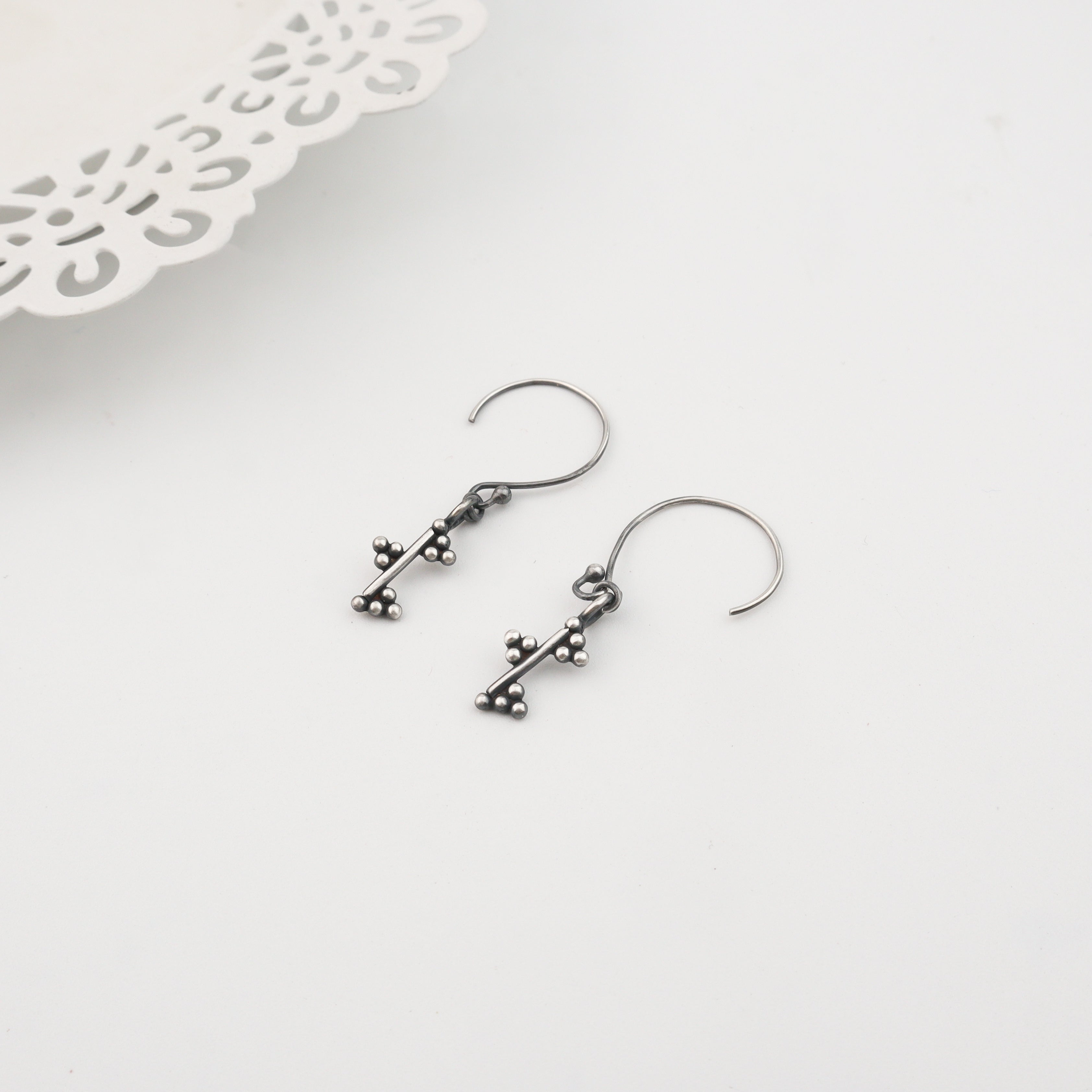 Silver Dots and Line Dangler Earring
