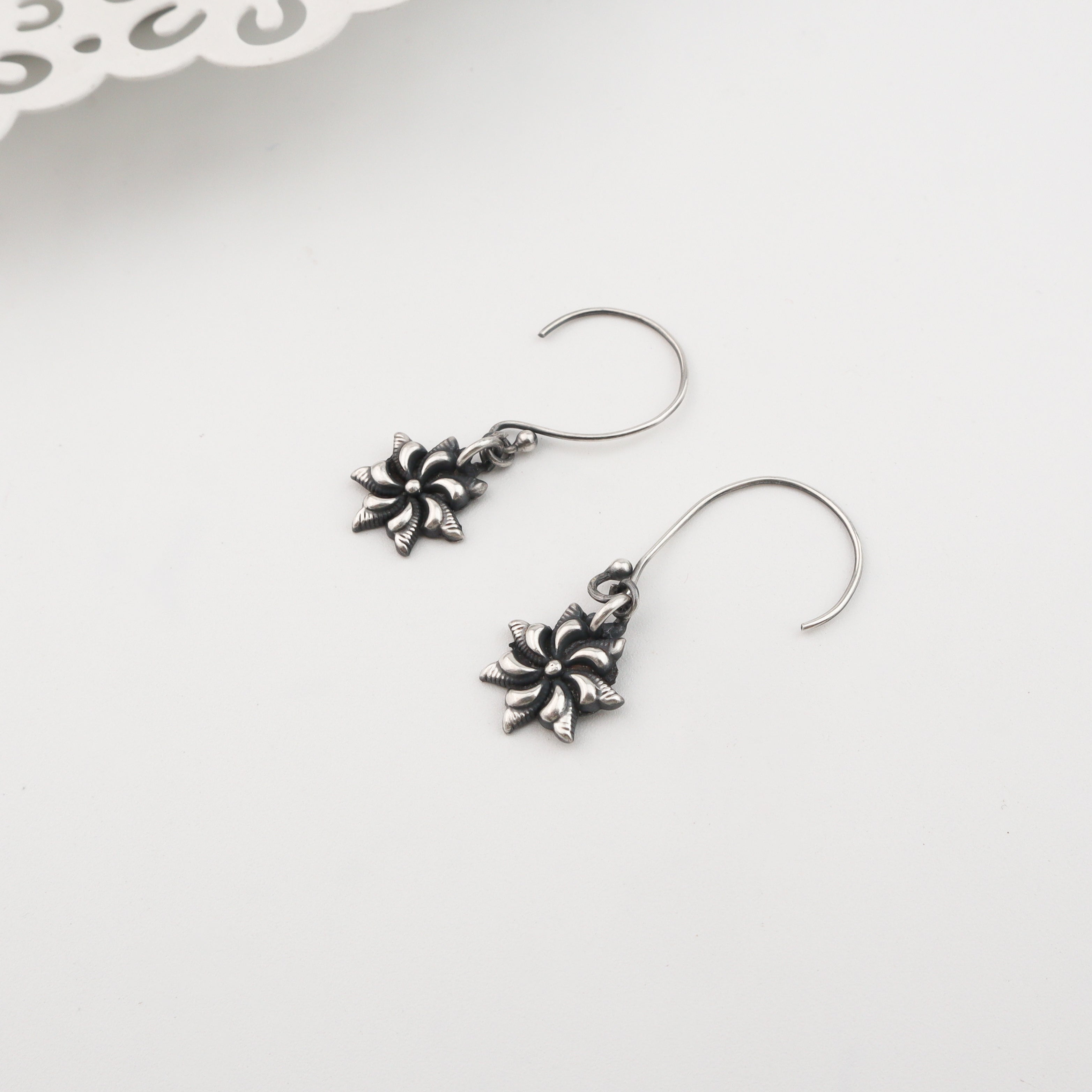 Silver Oxidized Prajakta Dangler Earring