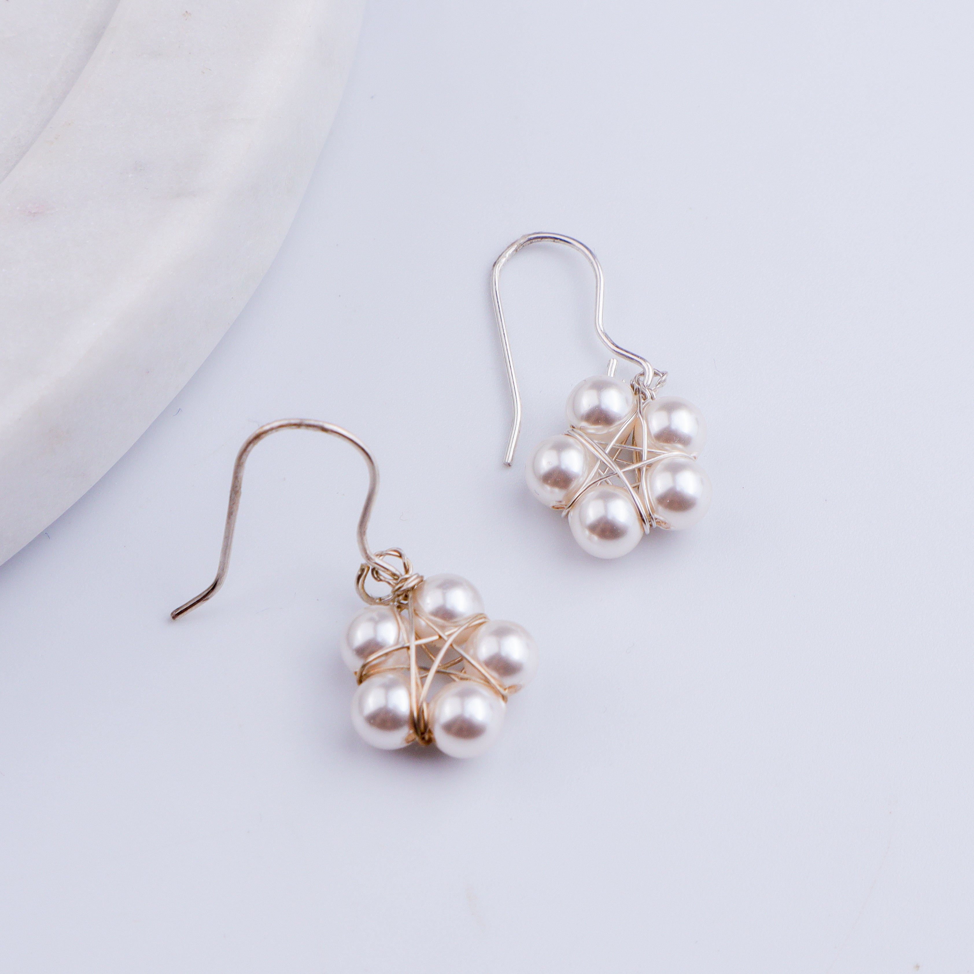 Silver Handmade Pearl Flower Earring