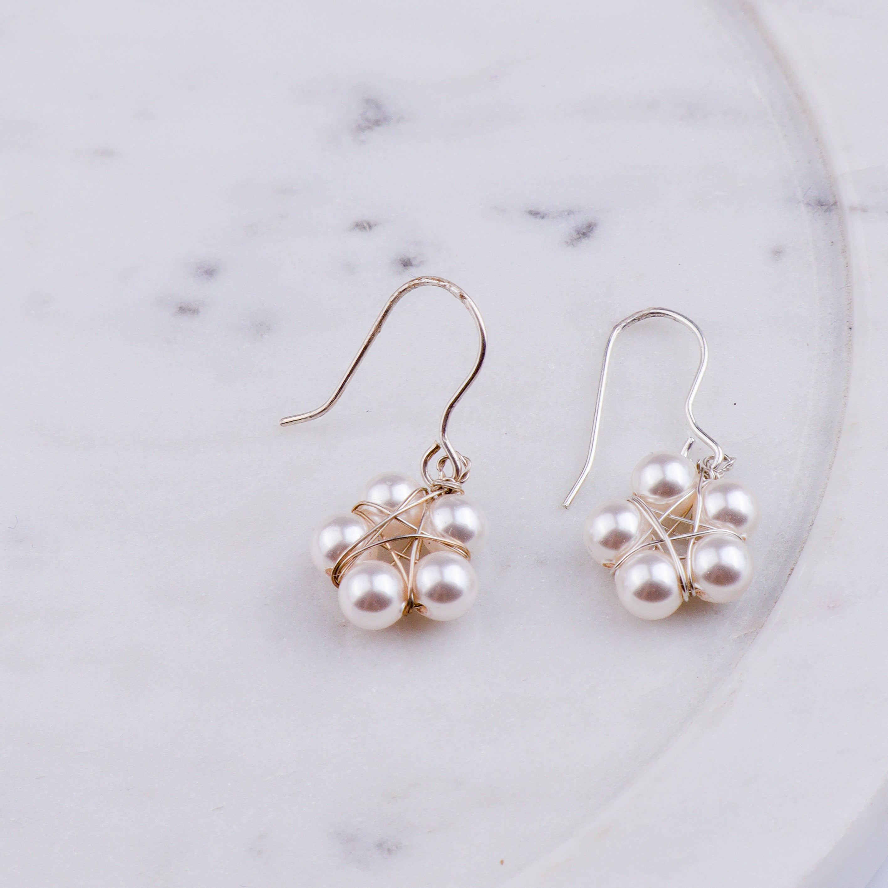 Silver Handmade Pearl Flower Earring