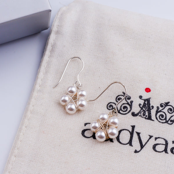 Silver Handmade Pearl Flower Earring