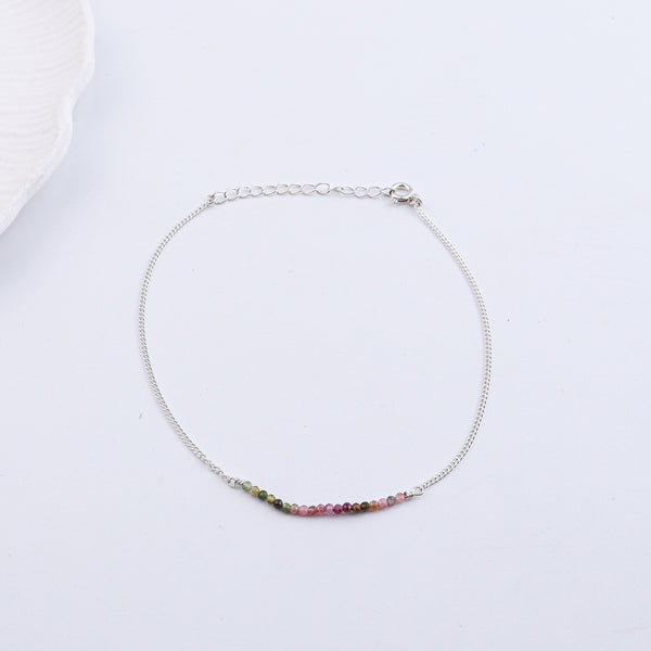 Silver anklet with colorful beads