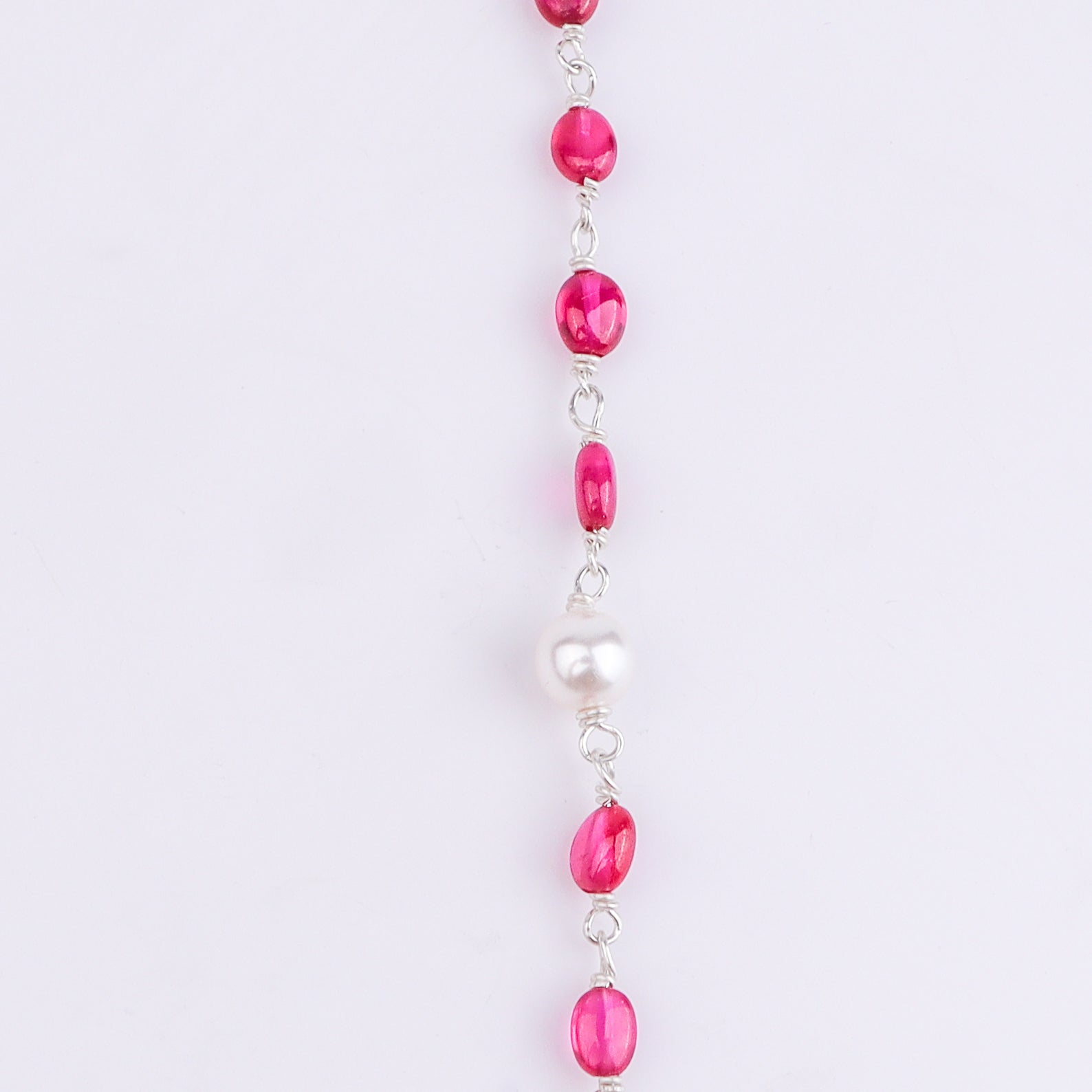 Silver CZ Tanmani Set with Rubies and Pearls