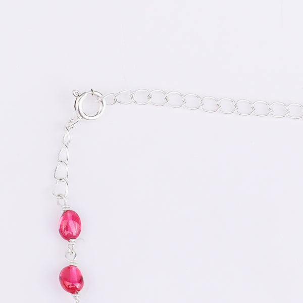 Silver CZ Tanmani Set with Rubies and Pearls