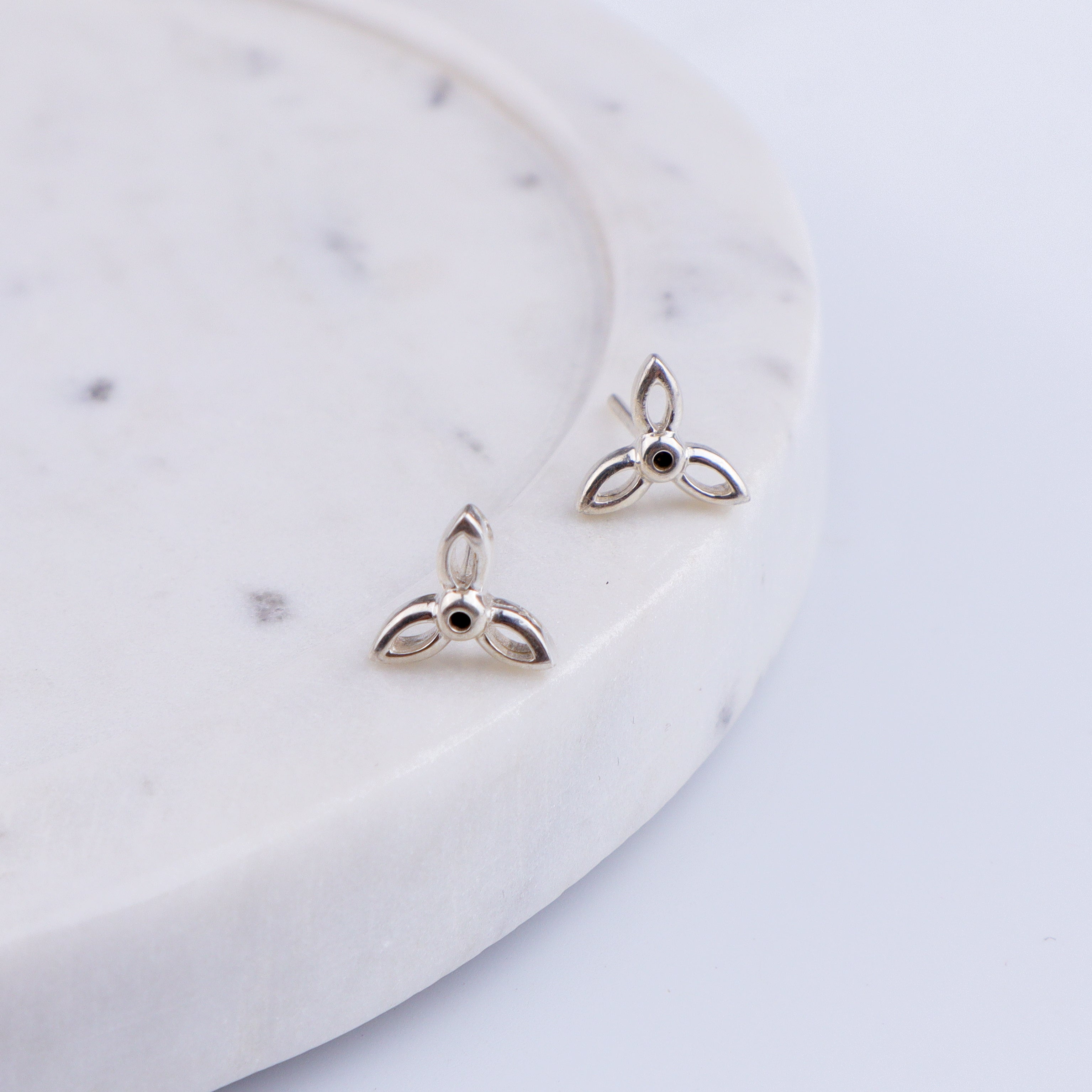 Silver Tiny Flower Earring , great for second piercing !