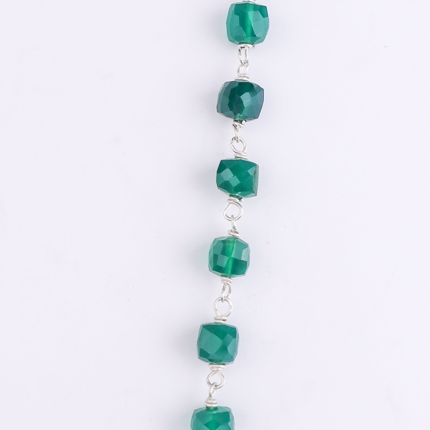 Silver CZ Tanmani Set with Green Onyx