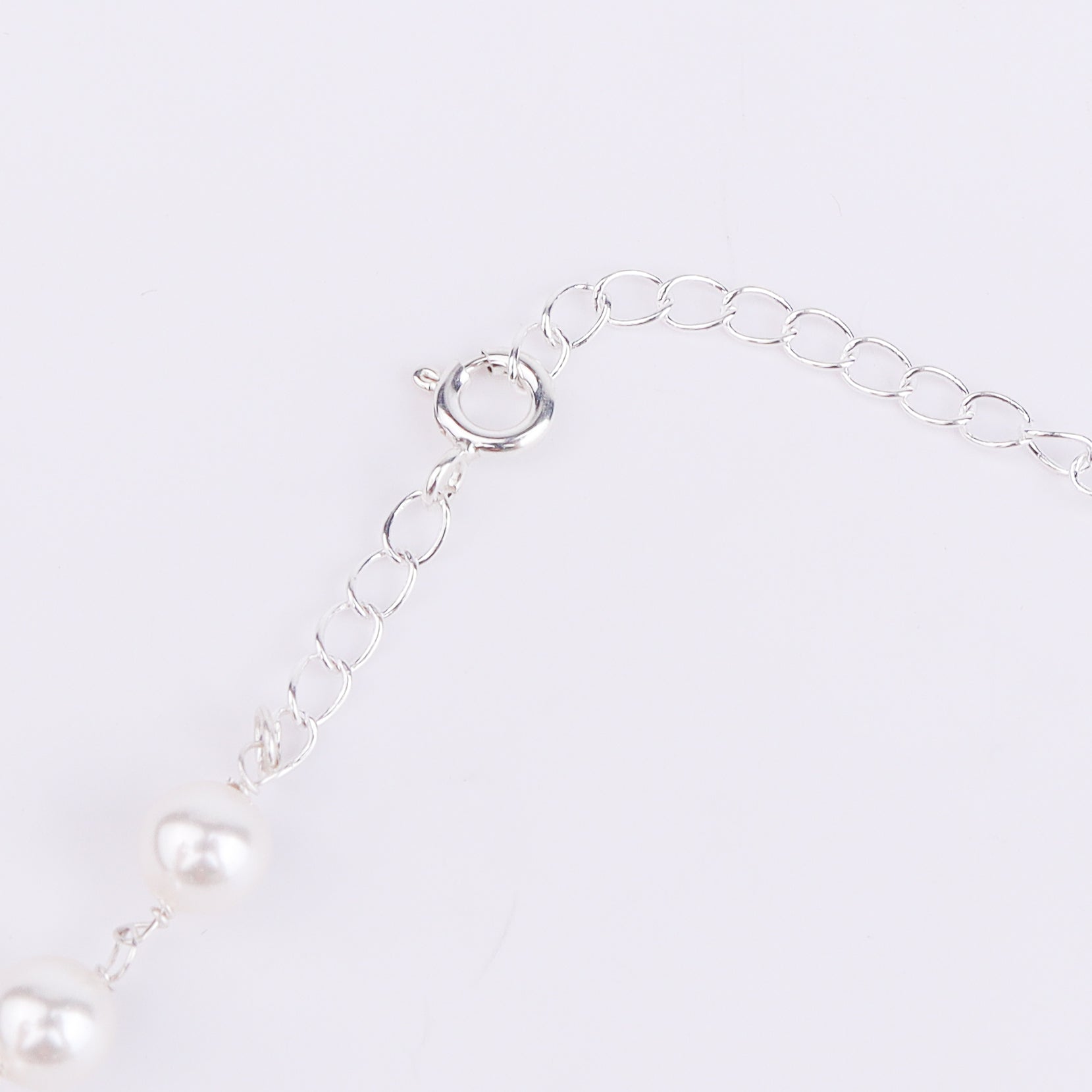 Silver Pink & White CZ Tanmani Set with Pearl Ganthan