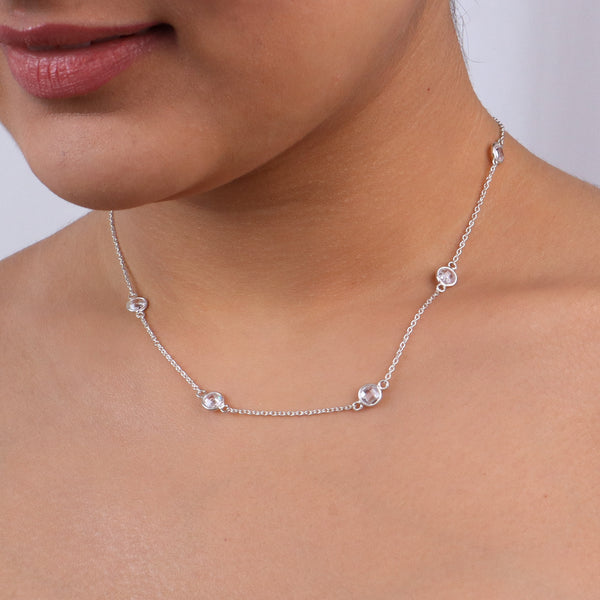 Silver CZ Dot Necklace