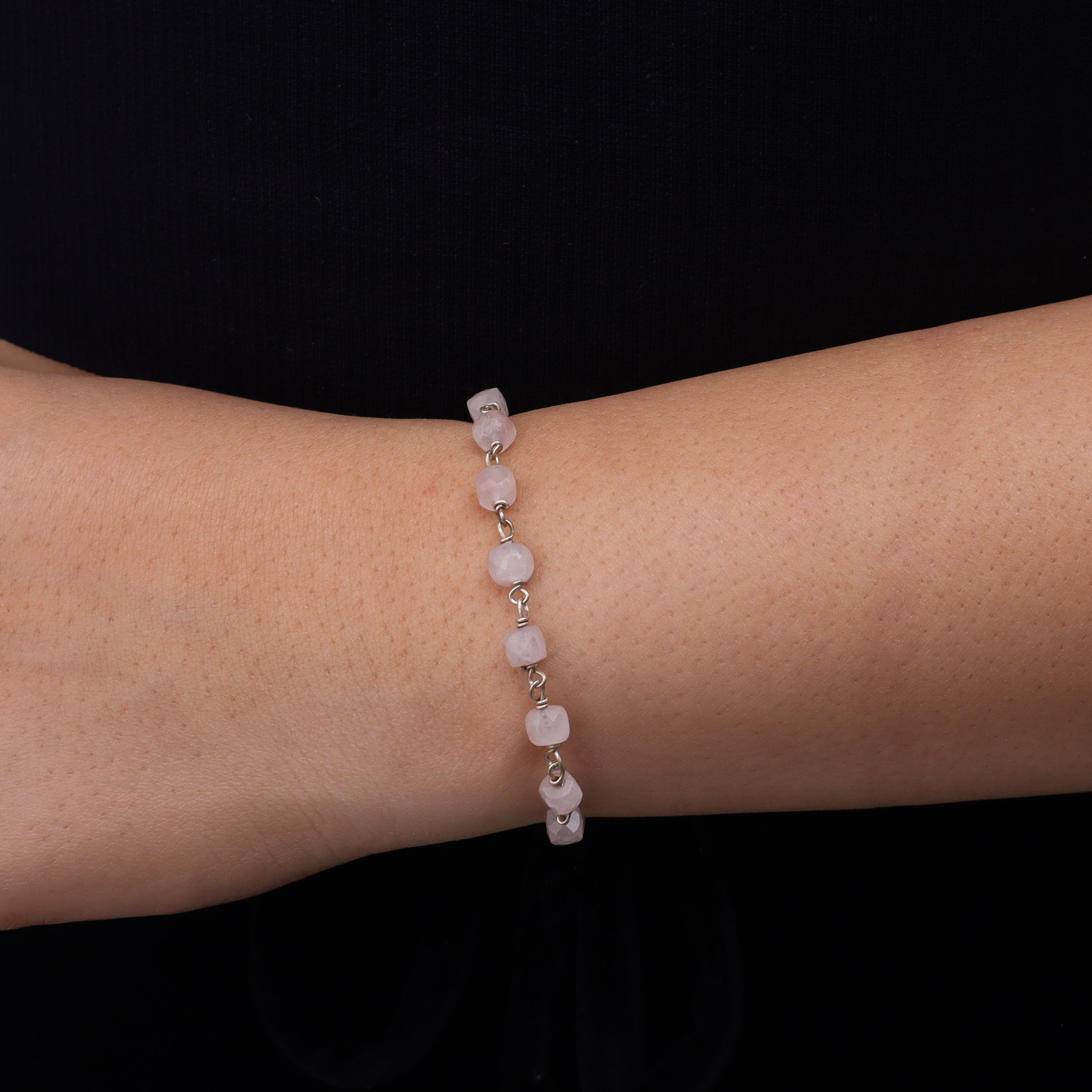 Silver Rose Cord Ganthan Bracelet