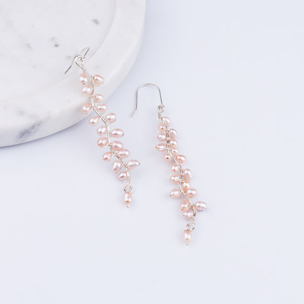 Heliconia Pearl Flower Earrings