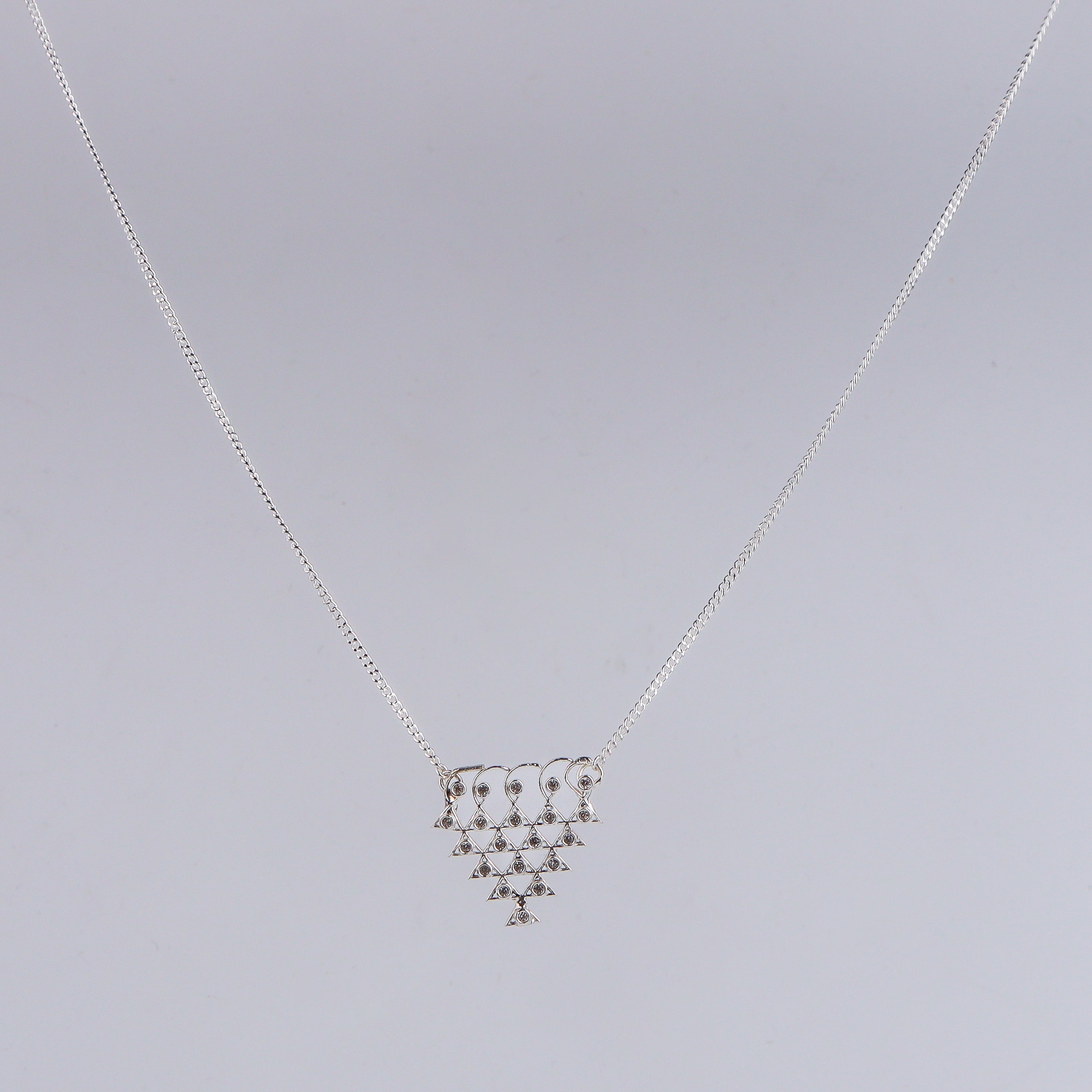 Silver CZ Sarawasti Necklace