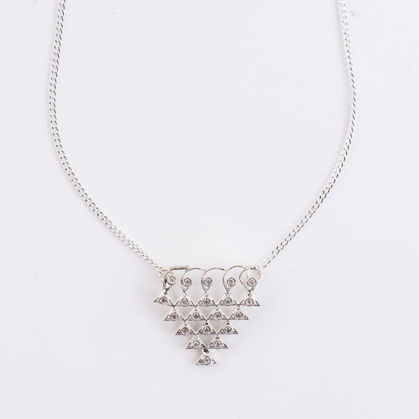 Silver CZ Sarawasti Necklace