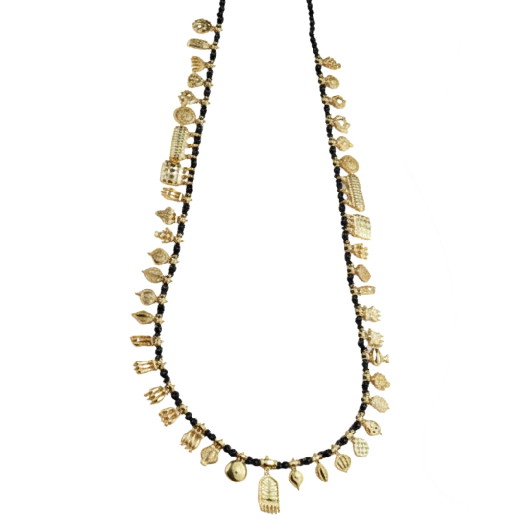 The Aadyaa Saaj (Black spinel) - Small | 92.5 Silver | 22K Gold Plated ( Made To Order )