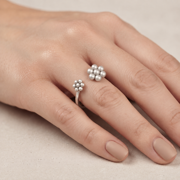 Silver Oxidized Kudi Open Ring - Medium and Small Size Kudi