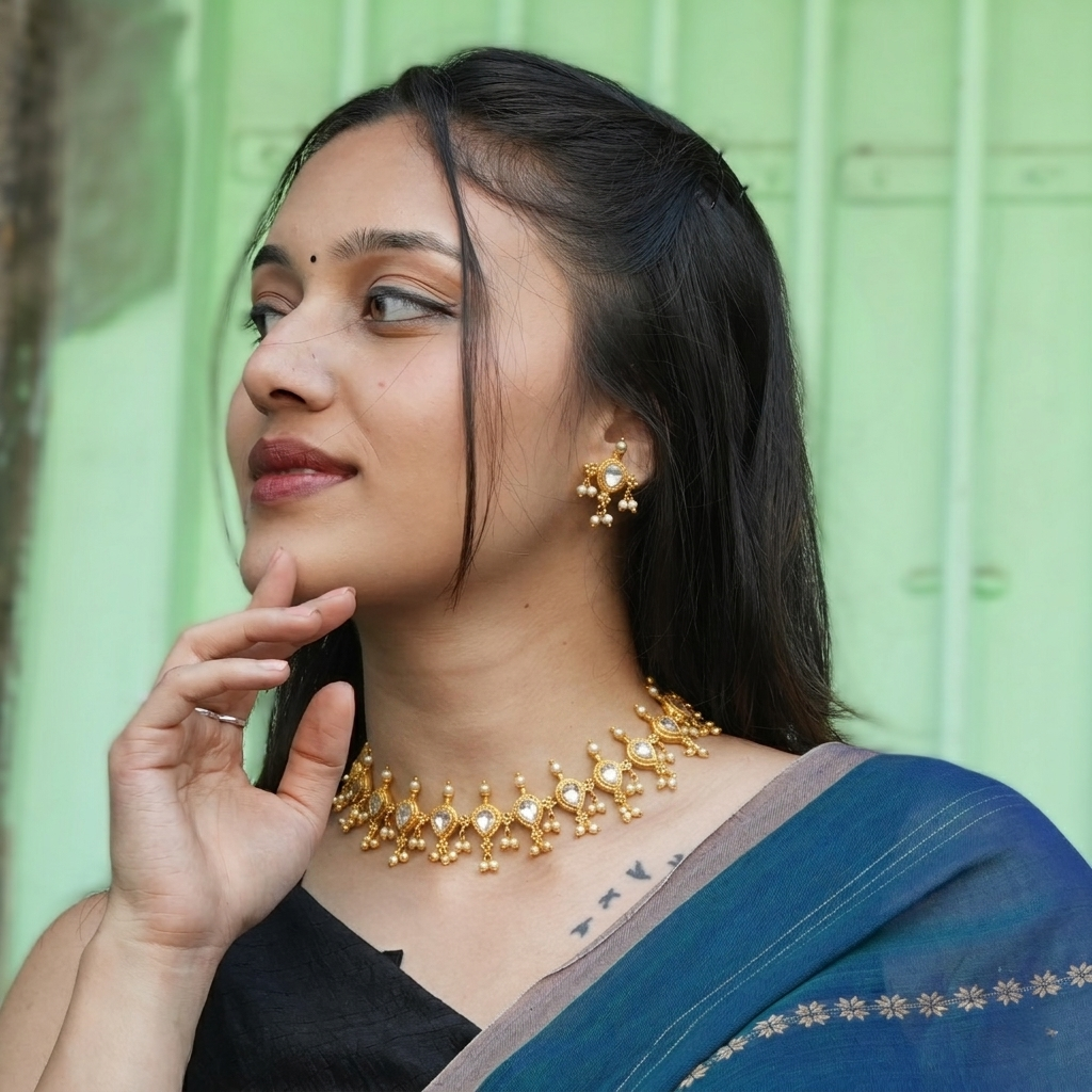 Laffa Tanmani Choker Set | 22K Gold Plated (Made to Order)