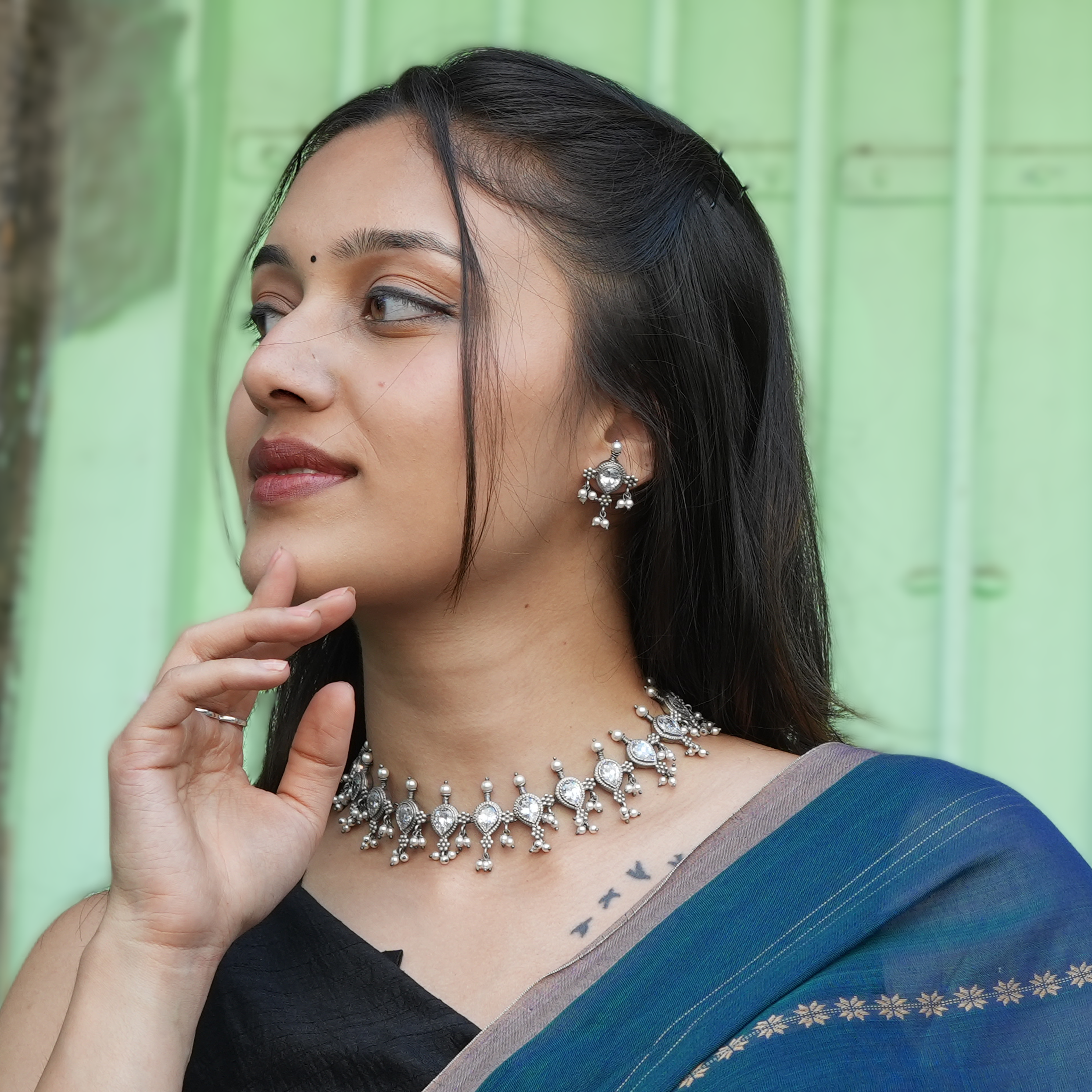 Oxidized Laffa Tanmani Choker Set | 92.5 Silver (Made to Order)