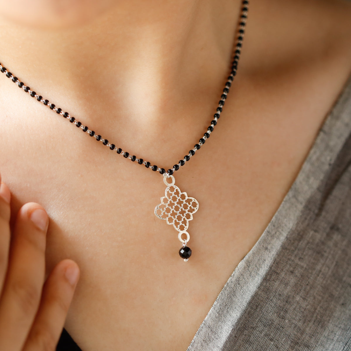 Silver Lasercut Pendant Mangalsutra