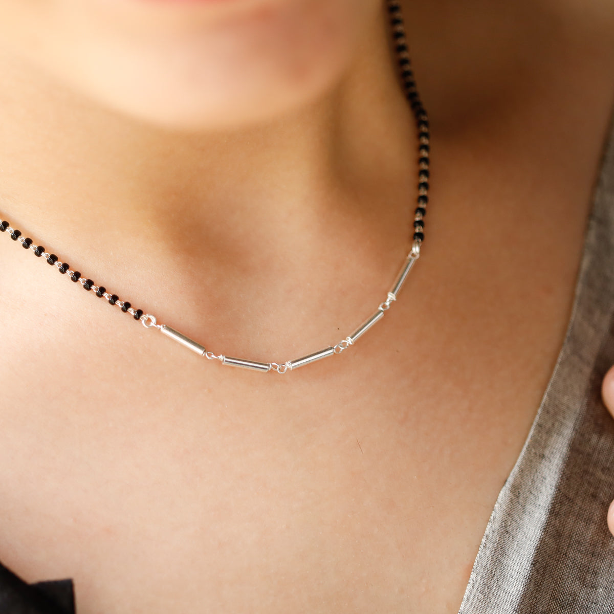 Silver Pipes Mangalsutra