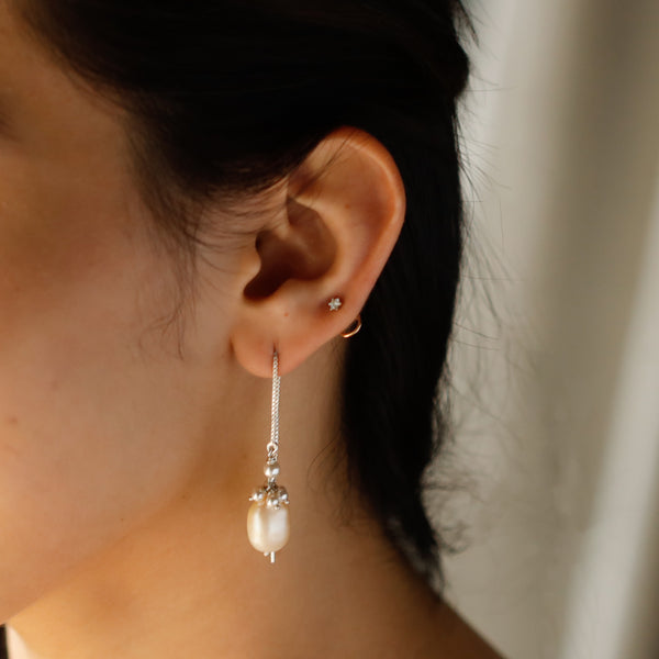 Sui Dhaaga Pearl Cluster Earrings in Sterling Silver