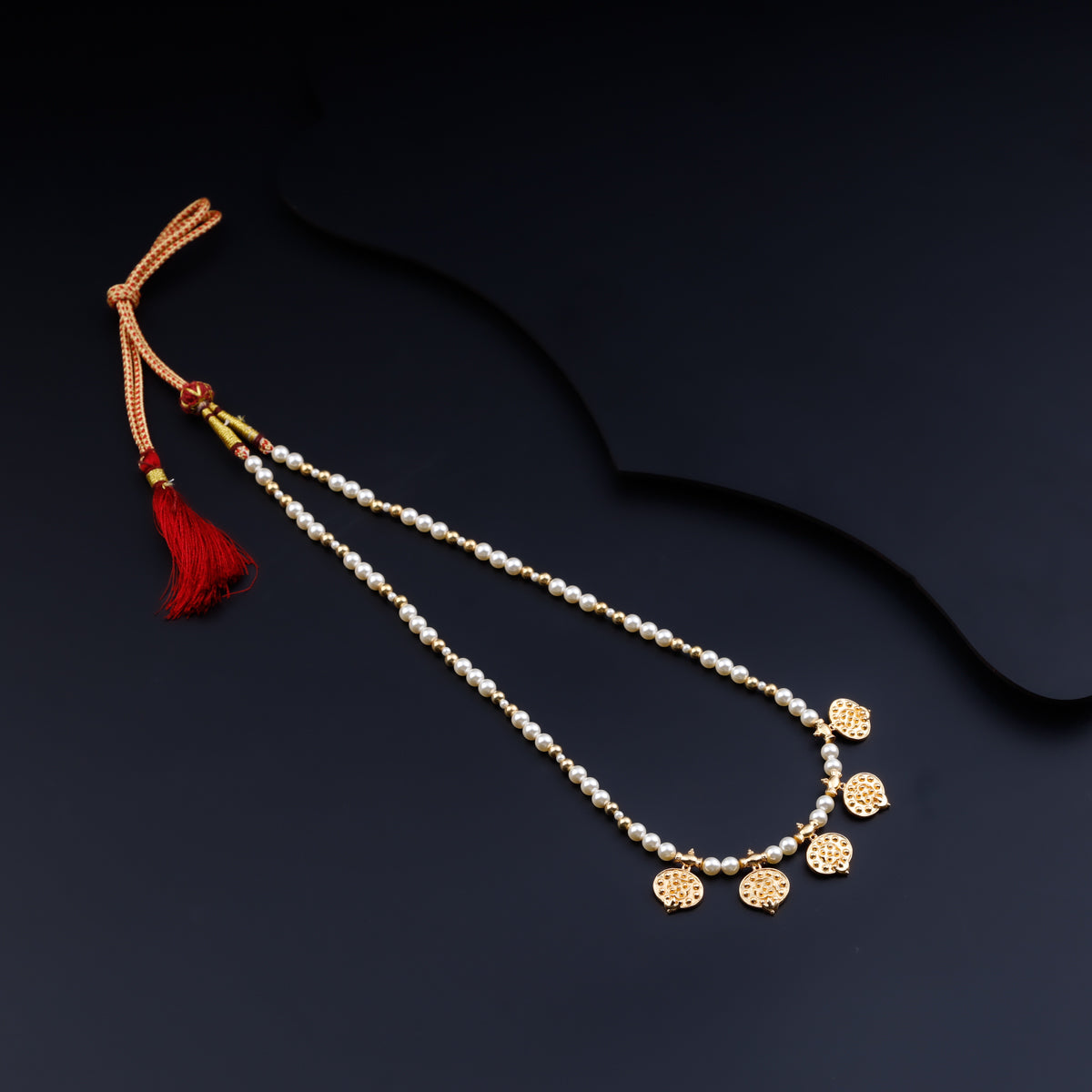 Taait Saaj Motif Necklace Gold Plated with Pearls