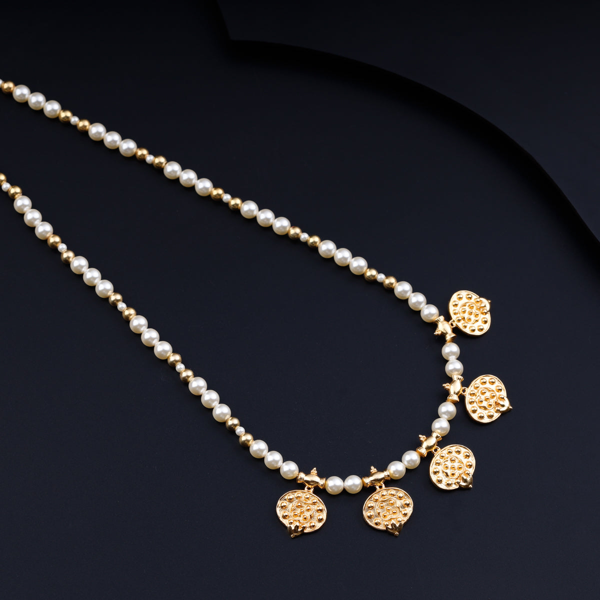 Taait Saaj Motif Necklace Gold Plated with Pearls