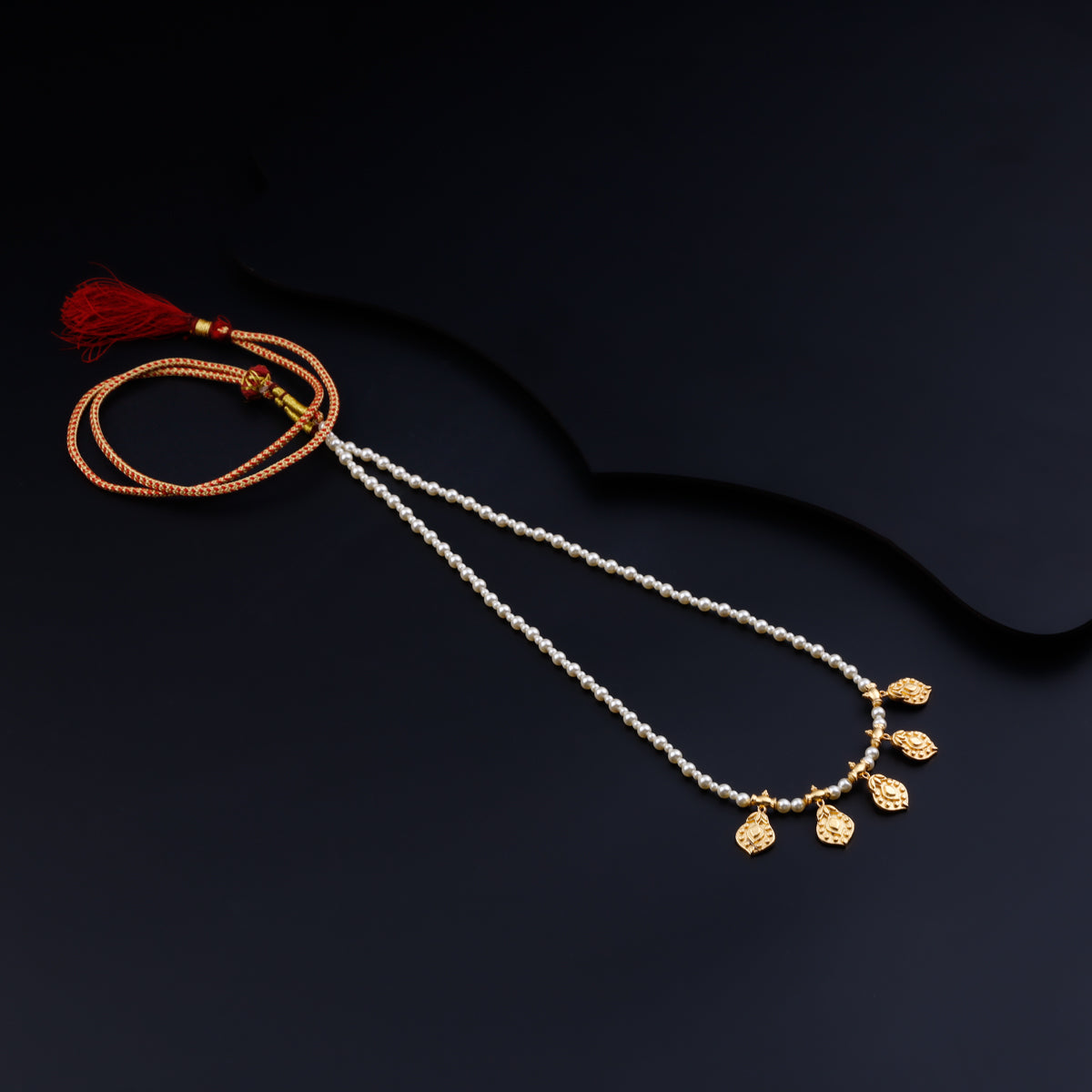 Kamal Kali Saaj Motif Gold Plated Necklace with Pearls