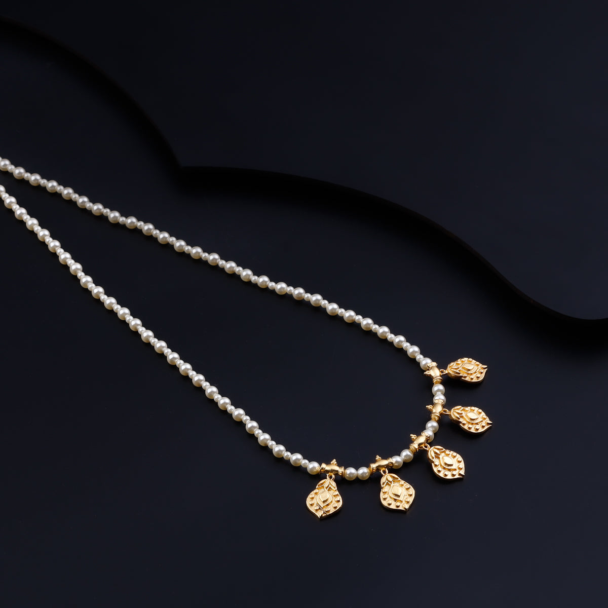 Kamal Kali Saaj Motif Gold Plated Necklace with Pearls
