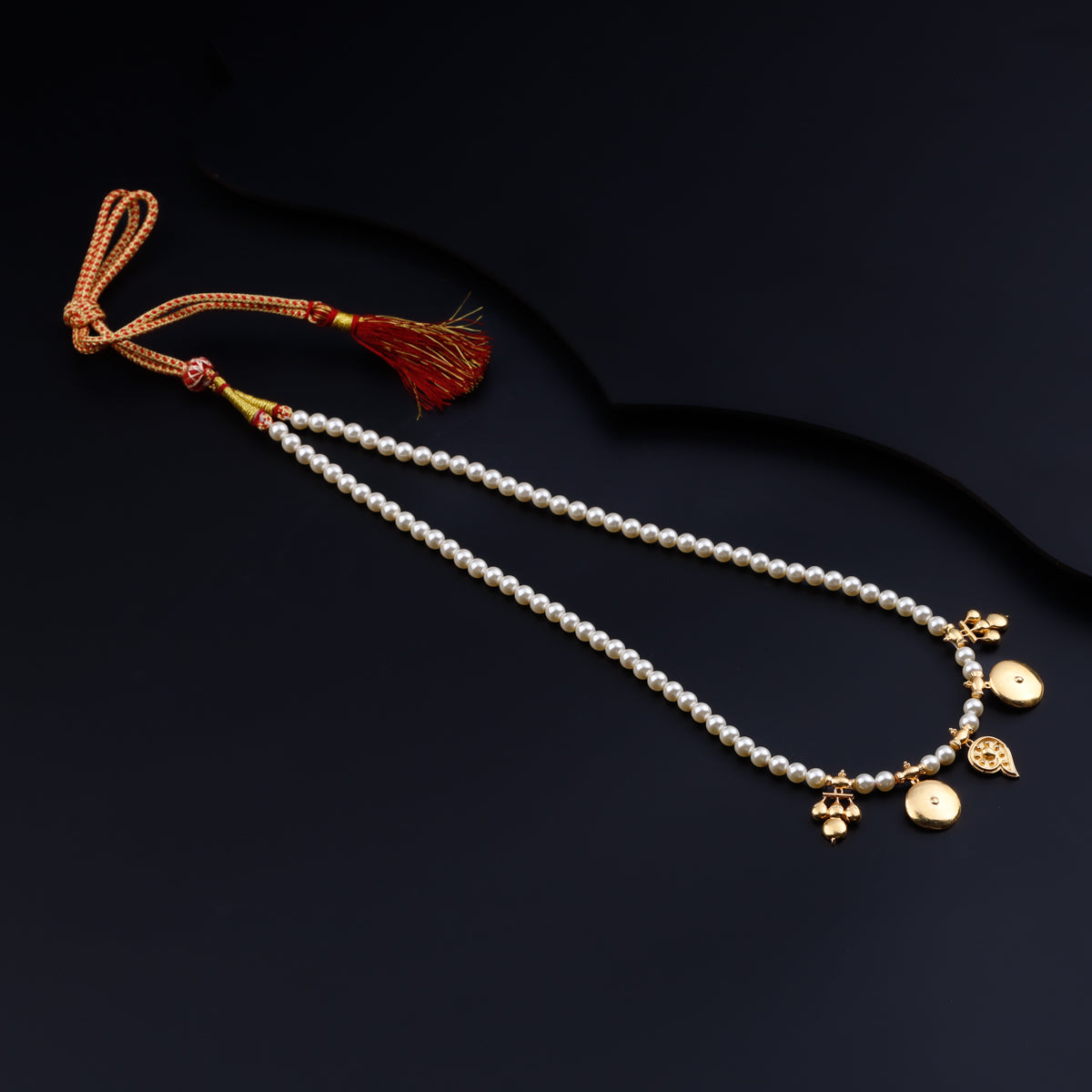Vaadga, Berry & Fruit Saaj Motif Necklace Gold Plated with Pearls