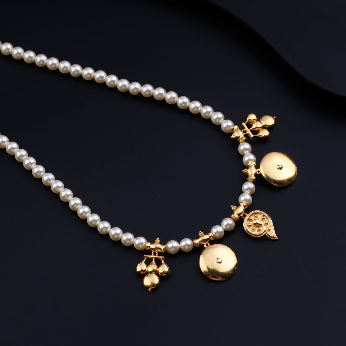 Vaadga, Berry & Fruit Saaj Motif Necklace Gold Plated with Pearls