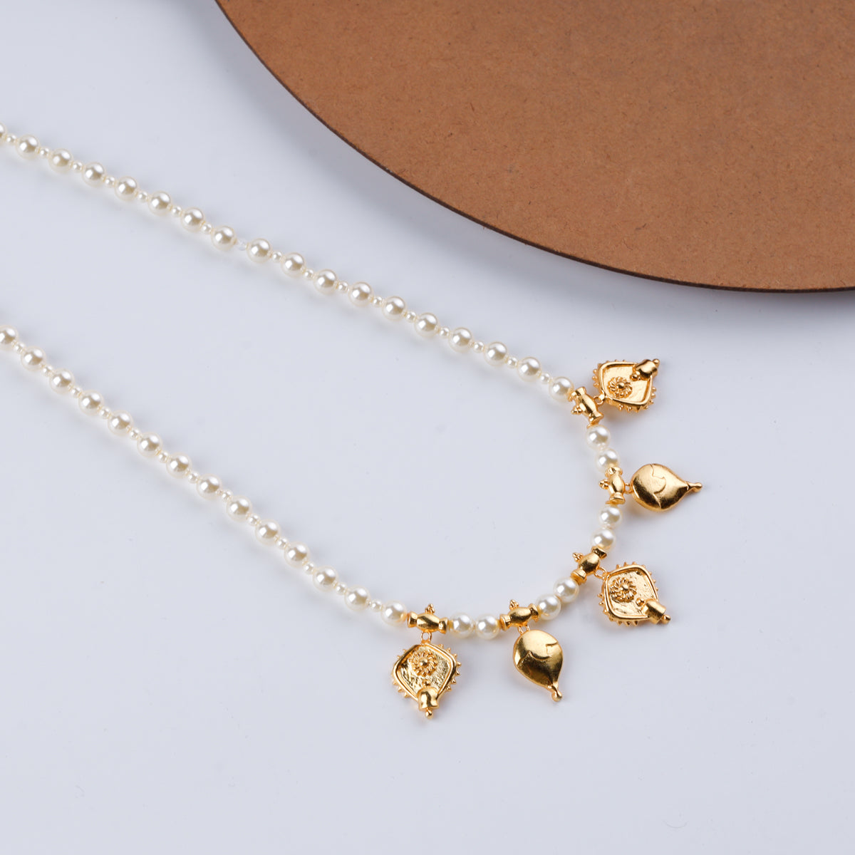 Saaj Motif Gold Plated Necklace with Pearls (Vaange & Badam) |  92.5 Silver | 22K Gold Plated