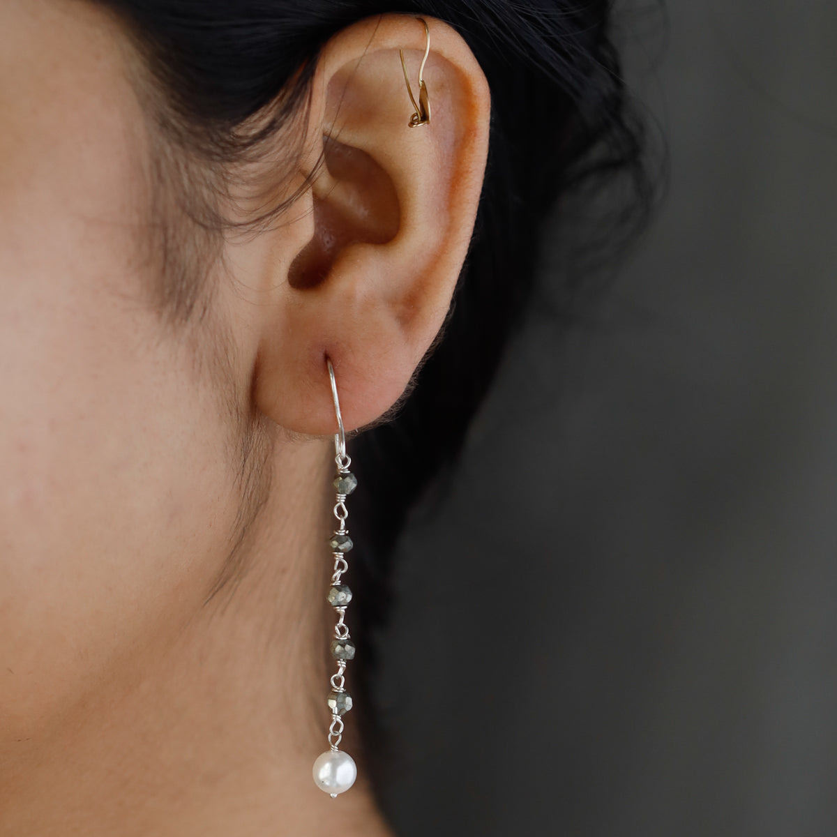 Pyrite Dangler with Pearls